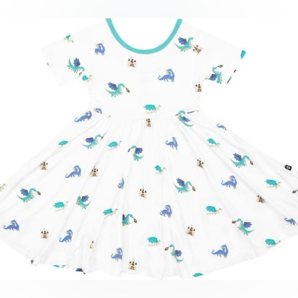 BNWT Kyte toddler Kids' Castle Dragon Print Twirl Dress
